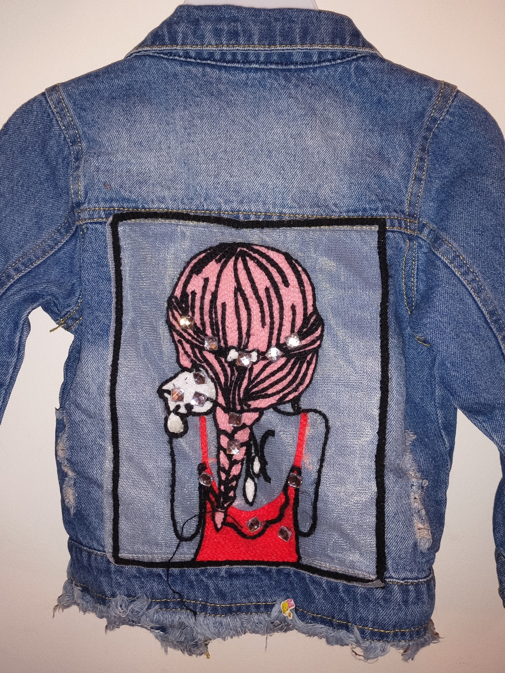 Girls' Denim Jacket with Pink Braided Girl Patch